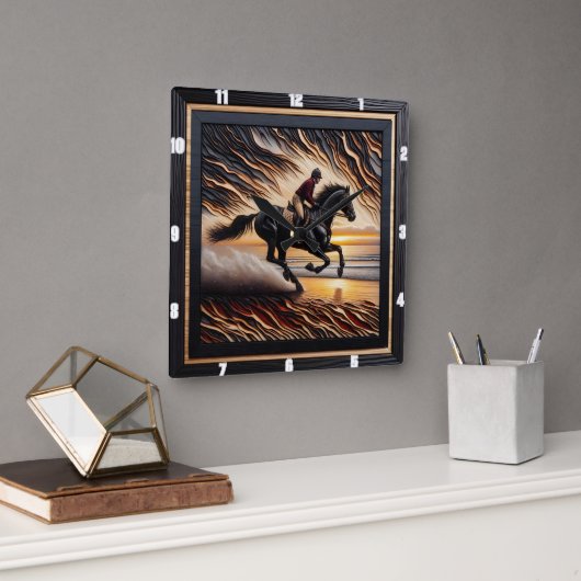 Horloge Carrée Morgan Water Gallop : Charred Grain Arwork (Bureau)