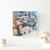 Horloge Carrée Morning vintage French cafe art (Maison)