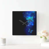 Horloge Carrée Morpho Butterfly in the Dark Background (Maison)