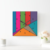 Horloge Carrée MOSAIC rayures triangles couleur III + vos idées (Maison)