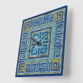 Horloge Carrée Mosaic Tile Greek Meander Key (Angle)