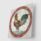 HORLOGE CARRÉE MOSAÏQUES ROMAINES ANTIQUES/COQ (Angle)