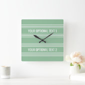 Horloge Carrée Moss Green Stripes custom wall clock (Maison)