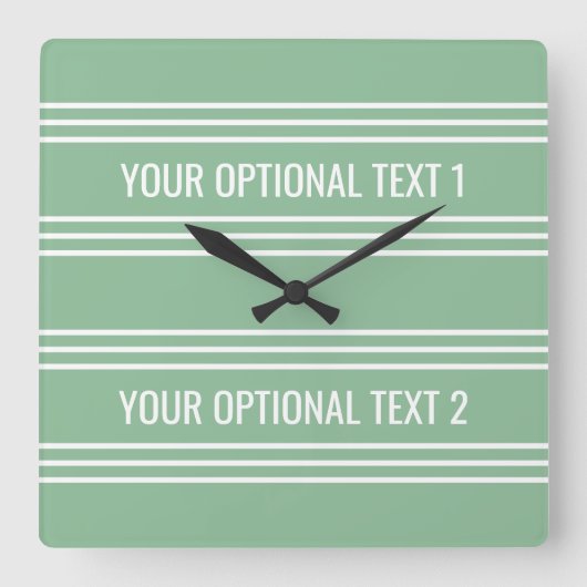 Horloge Carrée Moss Green Stripes custom wall clock (Recto)