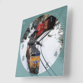 Horloge Carrée Moteur de train diesel classique (Angle)