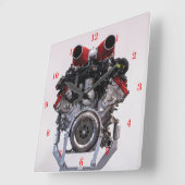 Horloge Carrée Moteur V8 puissant (Angle)