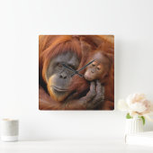 Horloge Carrée Mother & Baby Orangutan (Maison)