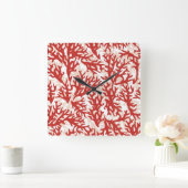 Horloge Carrée Motif 2 de corail rouge (Maison)