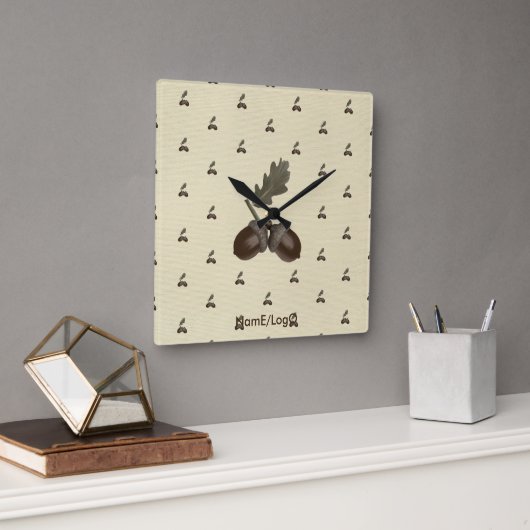 Horloge Carrée motif_3_acorn_1 (Bureau)