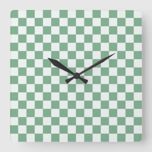 Horloge Carrée Motif à damier de brume d'eucalyptus