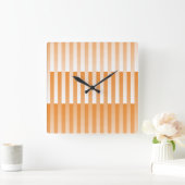 Horloge Carrée Motif à rayures blanches orange (Maison)