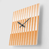 Horloge Carrée Motif à rayures blanches orange (Angle)
