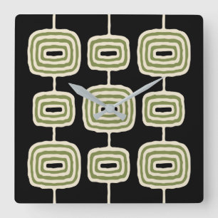 Horloge Carrée Motif Abstrait anneaux atomiques
