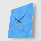 Horloge Carrée Motif Abstrait bleu (Angle)