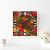 Horloge Carrée Motif abstrait coloré (Maison)
