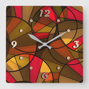 Horloge Carrée Motif abstrait coloré