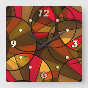 Horloge Carrée Motif abstrait coloré