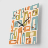 Horloge Carrée Motif Abstrait moderne du milieu du siècle (Angle)
