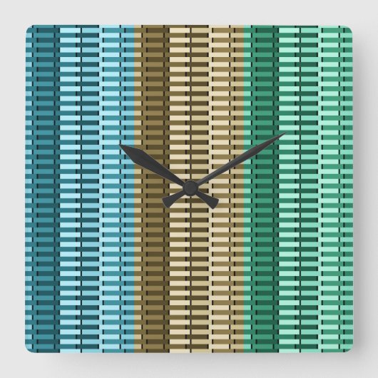 Horloge Carrée Motif abstrait moderne élégant bleu vert jaune (Recto)