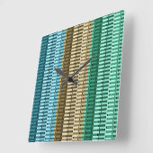 Horloge Carrée Motif abstrait moderne élégant bleu vert jaune (Angle)