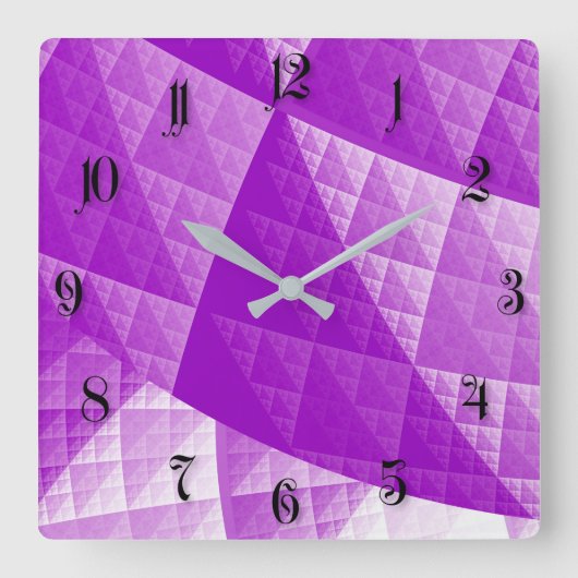 Horloge Carrée Motif abstrait violet (Recto)