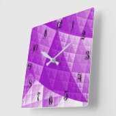 Horloge Carrée Motif abstrait violet (Angle)
