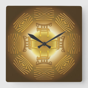 Horloge Carrée Motif africain tribal ethnique