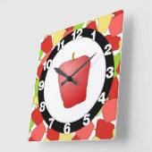 Horloge Carrée Motif Apple Jumble (Angle)