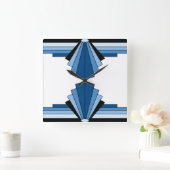 Horloge Carrée Motif Art déco dans le blues (Maison)
