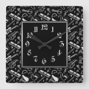 Horloge Carrée Motif Black & White Instruments