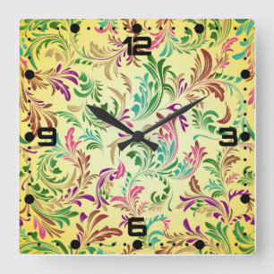 Horloge Carrée Motif Branches Design-78466