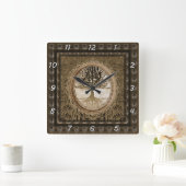 Horloge Carrée Motif Brown de l'arbre de vie (Maison)