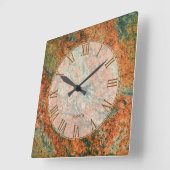 Horloge Carrée Motif Brown en pierre de marbre (Angle)