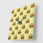Horloge Carrée Motif Burger (Angle)