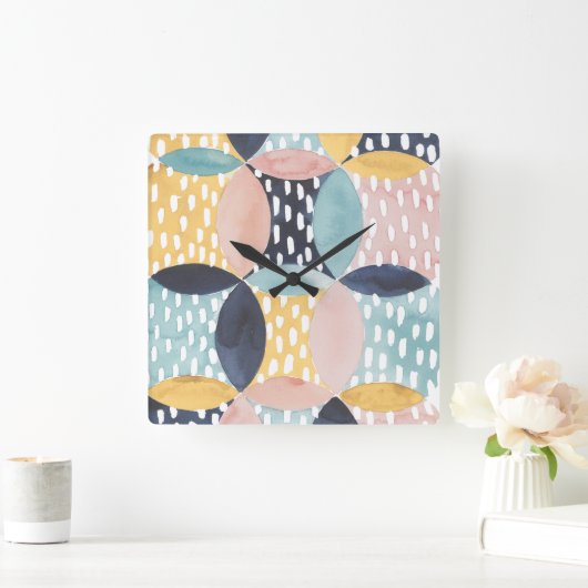 Horloge Carrée Motif circulaire Abstrait (Maison)