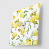Horloge Carrée Motif citron aquarelle (Angle)