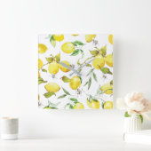 Horloge Carrée Motif citron aquarelle (Maison)