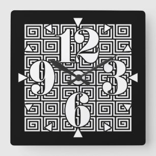 Horloge Carrée Motif clé grec