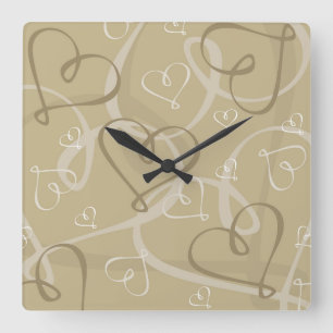 Horloge Carrée Motif coeur d'or