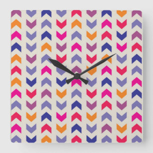 Horloge Carrée Motif coloré Aztec Chevron
