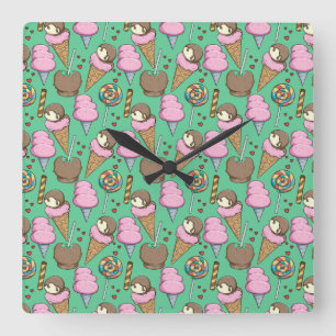 Horloge Carrée Motif crème glacée   motif Lollies   lollipop 29