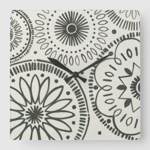 Horloge Carrée Motif d'abrégé sur Kami