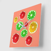 Horloge Carrée Motif d'agrumes de fruits juteux (Angle)