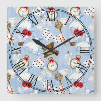 Horloge Carrée Motif d'Alice du pays des merveilles