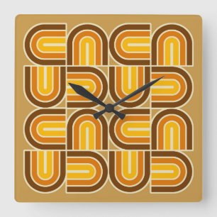 Horloge Carrée motif d'arche géométrique les années 70 style