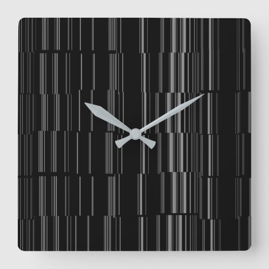Horloge Carrée Motif de bande irrégulier noir/blanc (Recto)