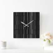Horloge Carrée Motif de bande irrégulier noir/blanc (Maison)