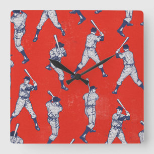 Horloge Carrée Motif de baseball vintage