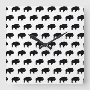Horloge Carrée motif de bison