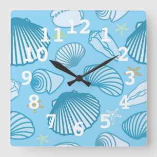 Horloge Carrée Motif de bleu d'océan